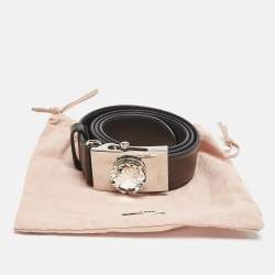 Miu Miu Black Leather Crystal Buckle Belt 80 CM
