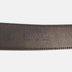 Miu Miu Black Leather Crystal Buckle Belt 80 CM