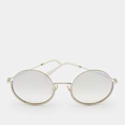 Miu Miu Beige/White Gradient Crystals Embellished Round Sunglasses
