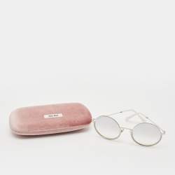 Miu Miu Beige/White Gradient Crystals Embellished Round Sunglasses
