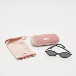 Pre Owned Miu Miu Black SMU 04Z Oval Sunglasses