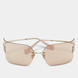 Pre Owned Miu Miu Beige/Gold SMU 54Y Runaway Sunglasses