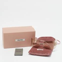 Pre Owned Miu Miu Beige/Gold SMU 54Y Runaway Sunglasses