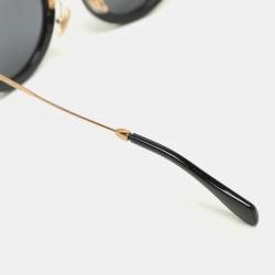 Miu Miu Black/Gold SMU 13N Round Sunglasses
