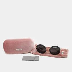 Miu Miu Black/Gold SMU 13N Round Sunglasses