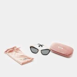 Miu Miu Black/Gold SMU 10N Cat Eye Sunglasses