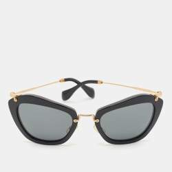 Miu Miu Black/Gold SMU 10N Cat Eye Sunglasses