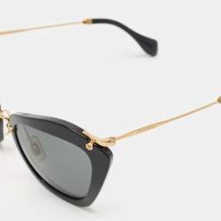 Miu Miu Black/Gold SMU 10N Cat Eye Sunglasses