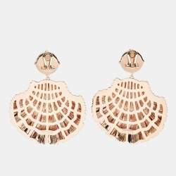 Miu Miu Shell Faux Pearl Rose Gold Tone Earrings