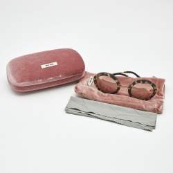 Pre Owned Miu Miu Black Mirrored SMU 13N Round Sunglasses