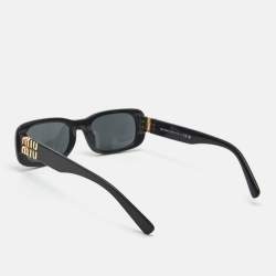 مملوكة مسبقًا Miu Miu Black SMU 08Z Logo Rectangle Sunglasses