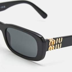 مملوكة مسبقًا Miu Miu Black SMU 08Z Logo Rectangle Sunglasses