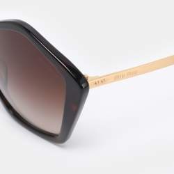 Pre Owned Miu Miu Brown Havana SMU11N Pentagon Gradient Sunglasses
