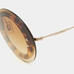 Pre Owned Miu Miu Tortoise Brown Gradient SMU10R Round Sunglasses