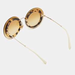 Pre Owned Miu Miu Tortoise Brown Gradient SMU10R Round Sunglasses