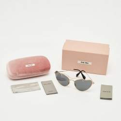 Pre Owned Miu Miu Black/Gold SMU 55R Butterfly Sunglasses