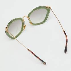 Pre Owned Miu Miu Green Glitter/Gradient SMU10N Cat-Eye Sunglasses