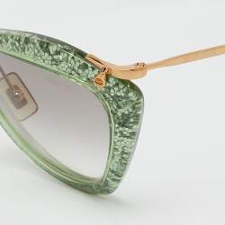 Pre Owned Miu Miu Green Glitter/Gradient SMU10N Cat-Eye Sunglasses