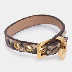 Pre Owned Miu Miu Beige Python and Leather St. Cocco Charm Bracelet