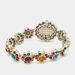 Pre Owned Miu Miu Rebels Multicolor Crystal Silver Tone bracelet 
