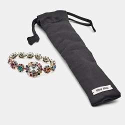 Pre Owned Miu Miu Rebels Multicolor Crystal Silver Tone bracelet 