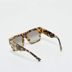 Pre Owned Miu Miu Tortoise Brown/Black Gradient Logo Square Sunglasses