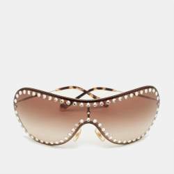 Pre Owned Miu Miu Brown Gradient SMU 51V Crystal Shield Sunglasses