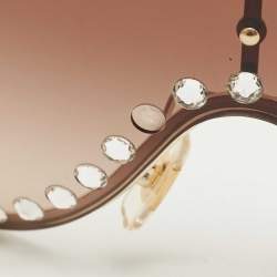Pre Owned Miu Miu Brown Gradient SMU 51V Crystal Shield Sunglasses