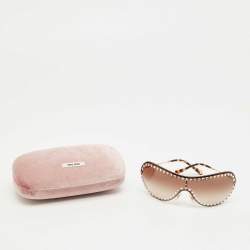 Pre Owned Miu Miu Brown Gradient SMU 51V Crystal Shield Sunglasses