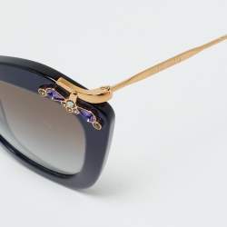 Pre Owned Miu Miu Blue/Brown Gradient SMU 03P Crystal Cat Eye Sunglasses
