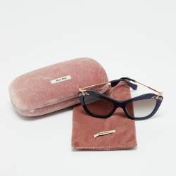 Pre Owned Miu Miu Blue/Brown Gradient SMU 03P Crystal Cat Eye Sunglasses