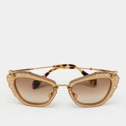 Pre Owned Miu Miu Brown Gradient SMU 04Q Embellished Cat Eye Sunglasses