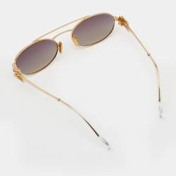 Pre Owned Miu Miu Grey/Gold Tone Gradient SMU 54Z Logo Oval Sunglasses