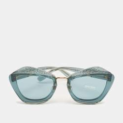 Pre Owned Miu Miu Teal Blue Gradient SMU 01X Butterfly Sunglasses