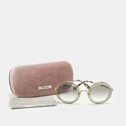 Pre Owned Miu Miu Green/Grey Gradient SMU 50Q Round Sunglasses