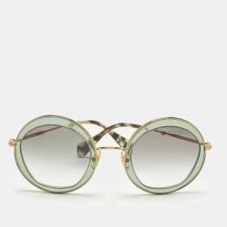 Pre Owned Miu Miu Green/Grey Gradient SMU 50Q Round Sunglasses