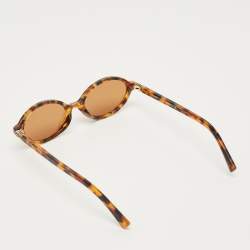 Pre Owned Miu Miu Tortoiseshell Brown Logo Oval Sunglasses
