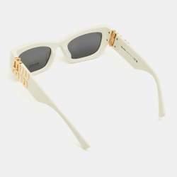 Pre Owned Miu Miu White/Black SMU09W Rectangle Sunglasses