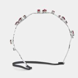 مملوكة مسبقًا Miu Miu Red Crystals Silver Tone Head Band