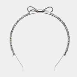 مملوكة مسبقًا طوق شعر ميو ميو مزخرف بعقدة وكريستال فضي اللون