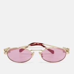 Pre Owned نظارة شمسية ميو ميو بيضاوية أس أم يو 04 زد بني / وردي لون الصدفة