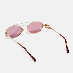 مملوكة مسبقًا MIU MIU Gold/Pink SMU54Z Oval Sunglasses