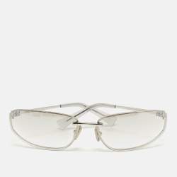 مملوكة مسبقًا Miu Miu Light Grey/Silver Tone Gradient SMU A50 Oval Sunglasses