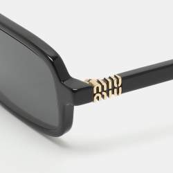 مملوكة مسبقًا Miu Miu Black Acetate 16K-5S0 Rectangular Sunglasses
