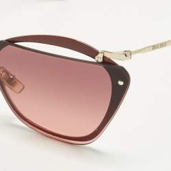 مملوكة مسبقًا Miu Miu Red/Gold Tone SMU 54T Cat Eye Sunglasses