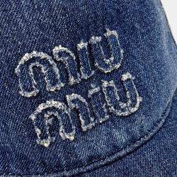 Pre Owned Miu Miu Blue denim cap