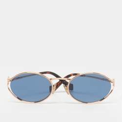 Pre Owned Miu Miu Blue/Gold Tone SMU52Y Logo Oval Sunglasses