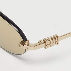 مملوكة مسبقًا Miu Miu Light Brown/Gold Tone SMU A54 Logo Rimless Oval Sunglasses