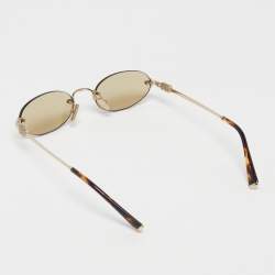 مملوكة مسبقًا Miu Miu Light Brown/Gold Tone SMU A54 Logo Rimless Oval Sunglasses
