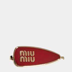 مملوكة مسبقًا Miu Miu Metal Gold Red hairpin